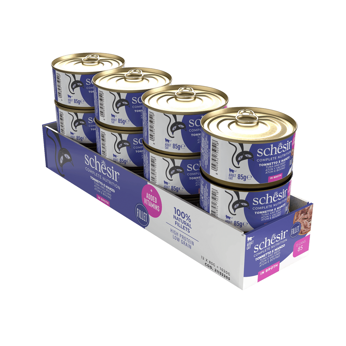 Schesir Nassfutter Katze Thunfisch und Rinderfilets mit Reis natur, Dose 85 g – Bild 2