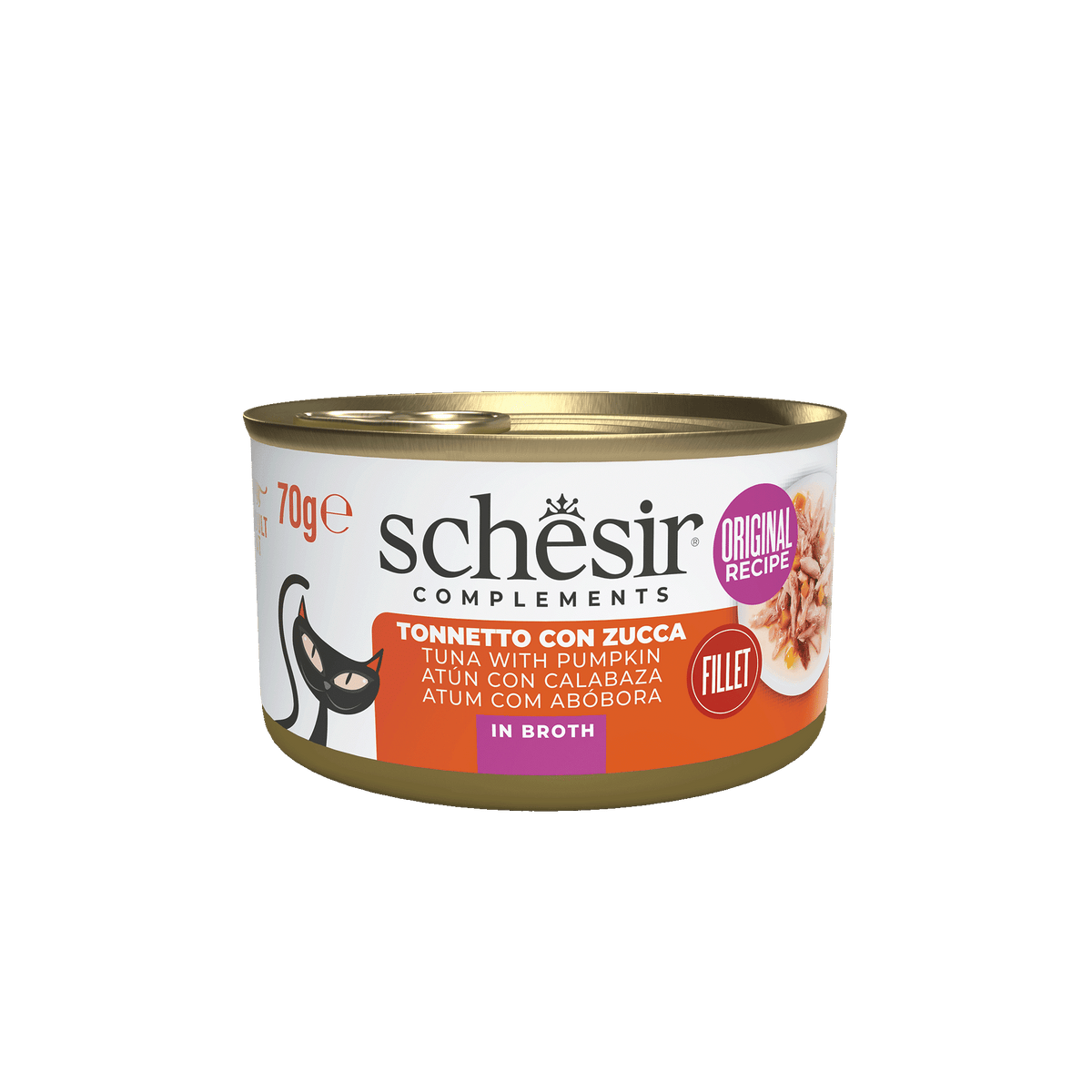 Schesir Nassfutter Katze Thunfisch mit Kürbis in Brühe, Dose 70 g