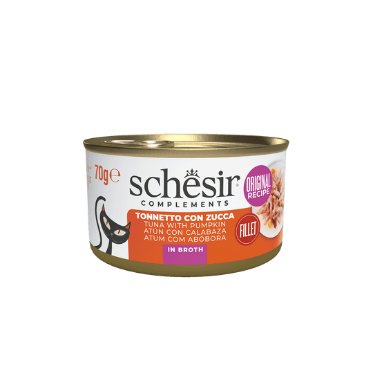 Schesir Nassfutter Katze Thunfisch mit Kürbis in Brühe, Dose 70 g