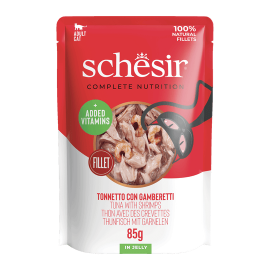 Schesir Nassfutter Katze Thunfisch mit Garnelen, Beutel 85 g