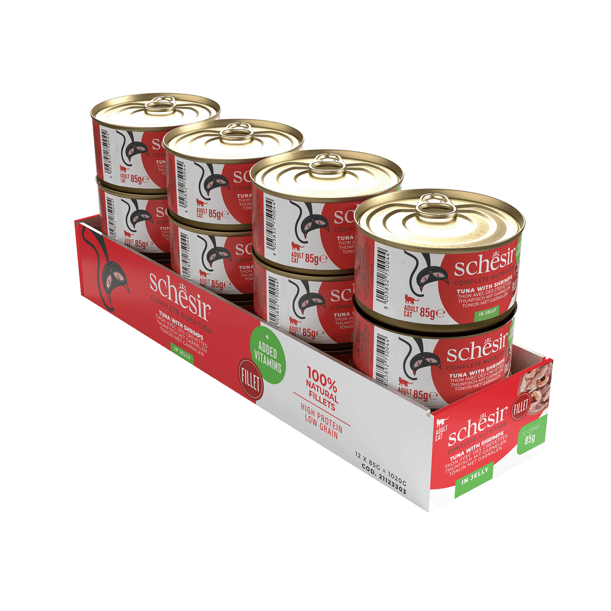 Schesir Nassfutter Katze Thunfisch mit Garnelen, Dose 85 g – Bild 2