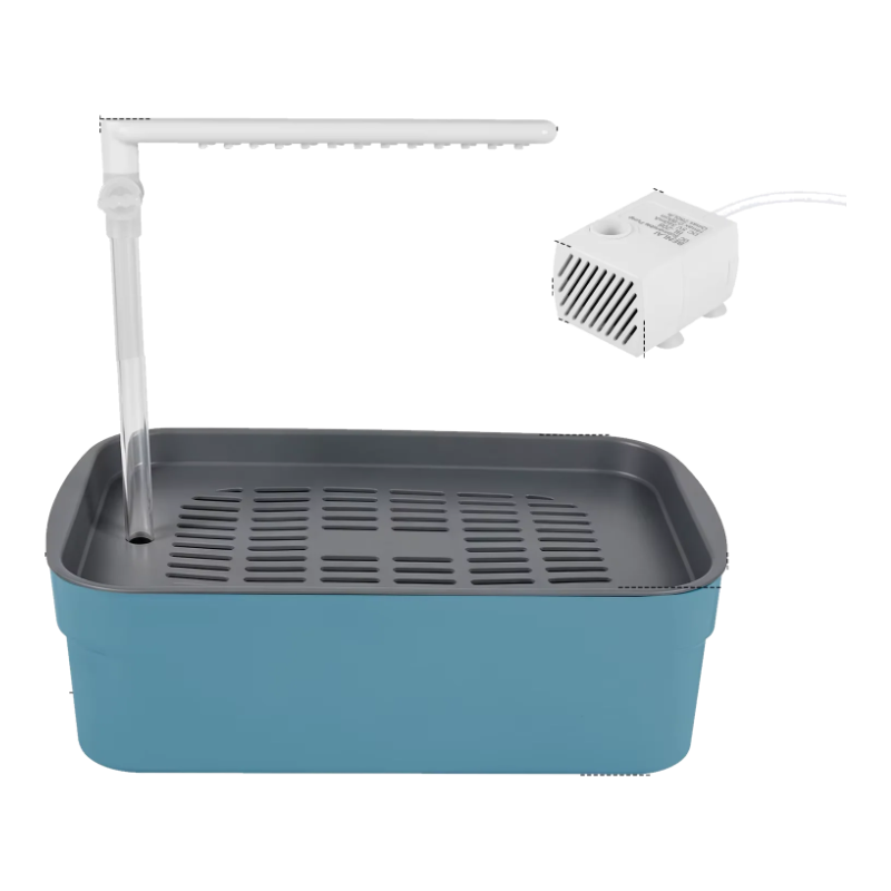 Vogelbad mit automatischer Dusche, blau groß, mit USB-Pumpe