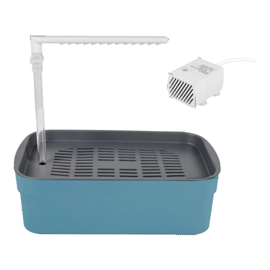 Vogelbad mit automatischer Dusche, blau groß, mit USB-Pumpe