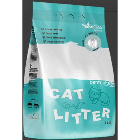 Papillon Bentonit-Katzenstreu mit Babypuderduft, 5 L