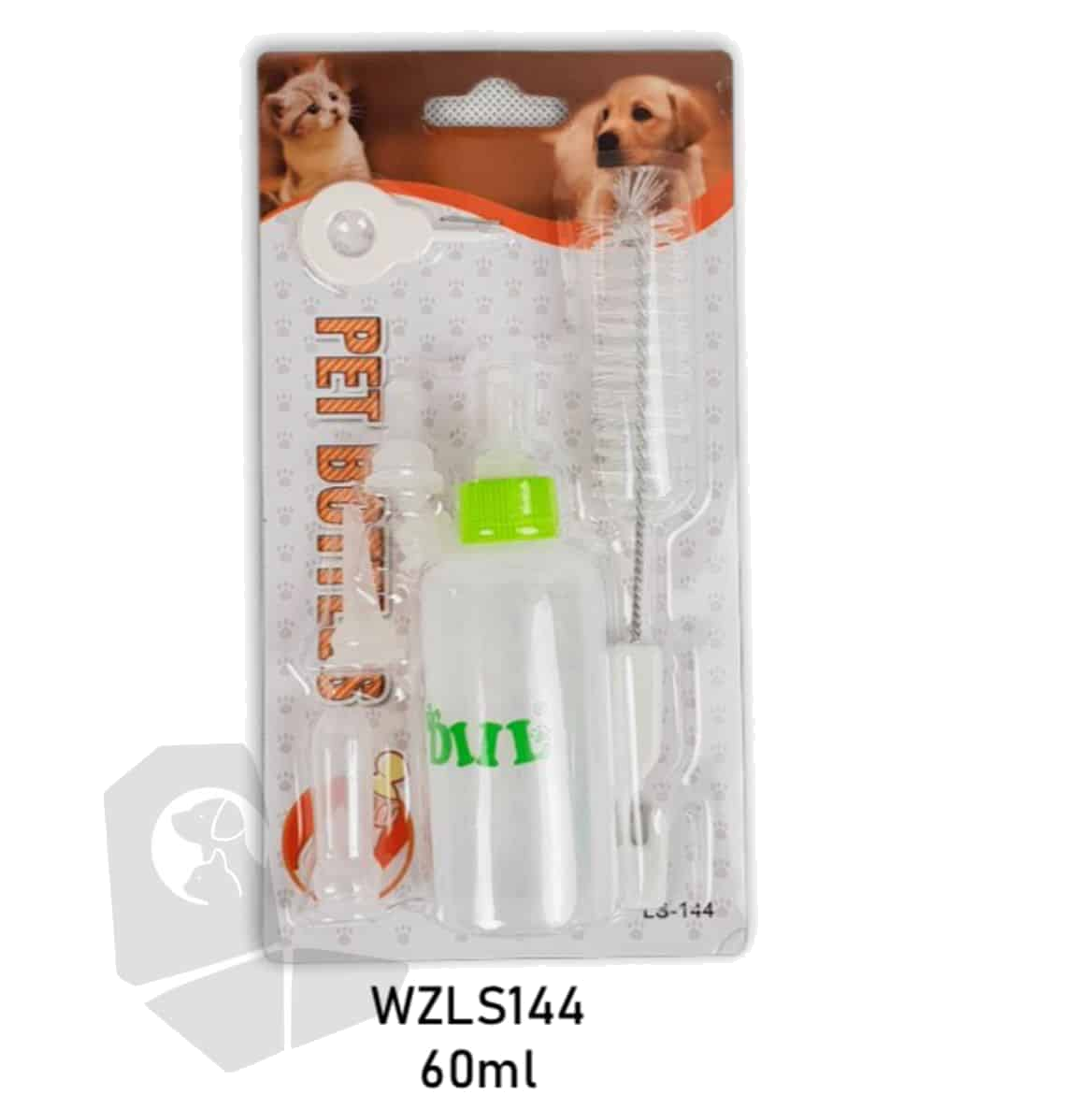 Kleine Milchflasche für Welpen, Kitten und Kleintiere mit Bürste und 5 Saugern