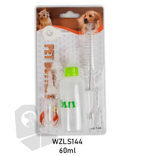 Kleine Milchflasche für Welpen, Kitten und Kleintiere mit Bürste und 5 Saugern