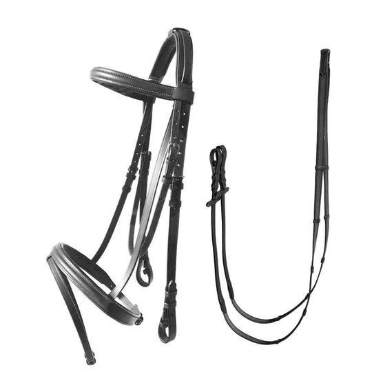 Englische Leder-Trense für Pferde mit Zügeln