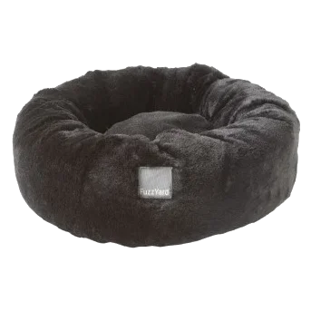 Rundes Plüsch-Hundebett FuzzYard Dreameazzzy in Schwarz, Größe M