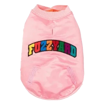 Satin-Bomberjacke für Hunde FuzzYard Frat in Rosa