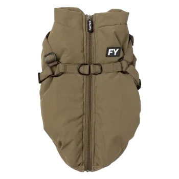 Hundejacke mit integriertem Geschirr FuzzYard Flash in Khaki