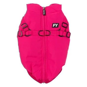 Hundejacke mit integriertem Geschirr FuzzYard Flash in Magenta