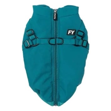 Hundejacke mit integriertem Geschirr FuzzYard Flash in Petrol
