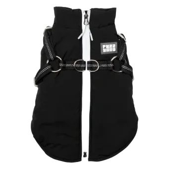Hundejacke mit Geschirr FuzzYard Horizon in Schwarz