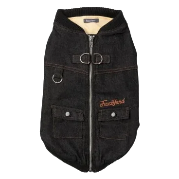 Jeansjacke mit Geschirr für Hunde FuzzYard Kojima in Schwarz