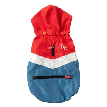 Regenjacke für Hunde FuzzYard The Seattle in Rot-Blau
