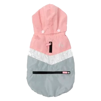 Regenjacke für Hunde FuzzYard The Seattle in Rosa-Grau, Größe 1