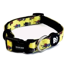 Hundehalsband Dukier Superheroes, rot und gelb, mit Neopren gepolstert, 15 mm