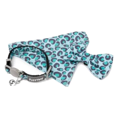 Katzenhalsband mit Fliege FuzzYard Wild One Aqua