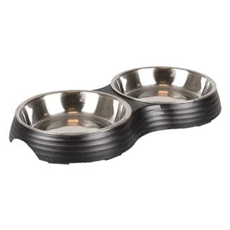 Aschau Duo Dinner Doppelnapf aus schwarzem Melamin für Hunde