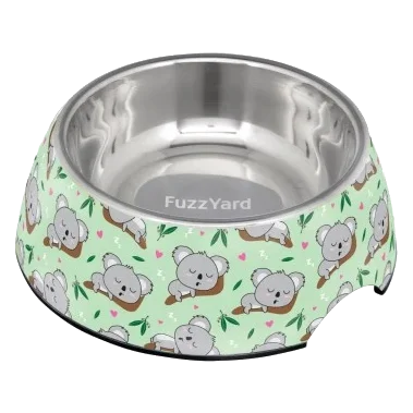 Rutschfester Hundenapf FuzzYard Dream Time Koalas aus Edelstahl, Größe M (400 ml)