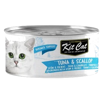 Nassfutter für Katzen Kit Cat Toppers Thunfisch und Jakobsmuschel in Gelee 80 g