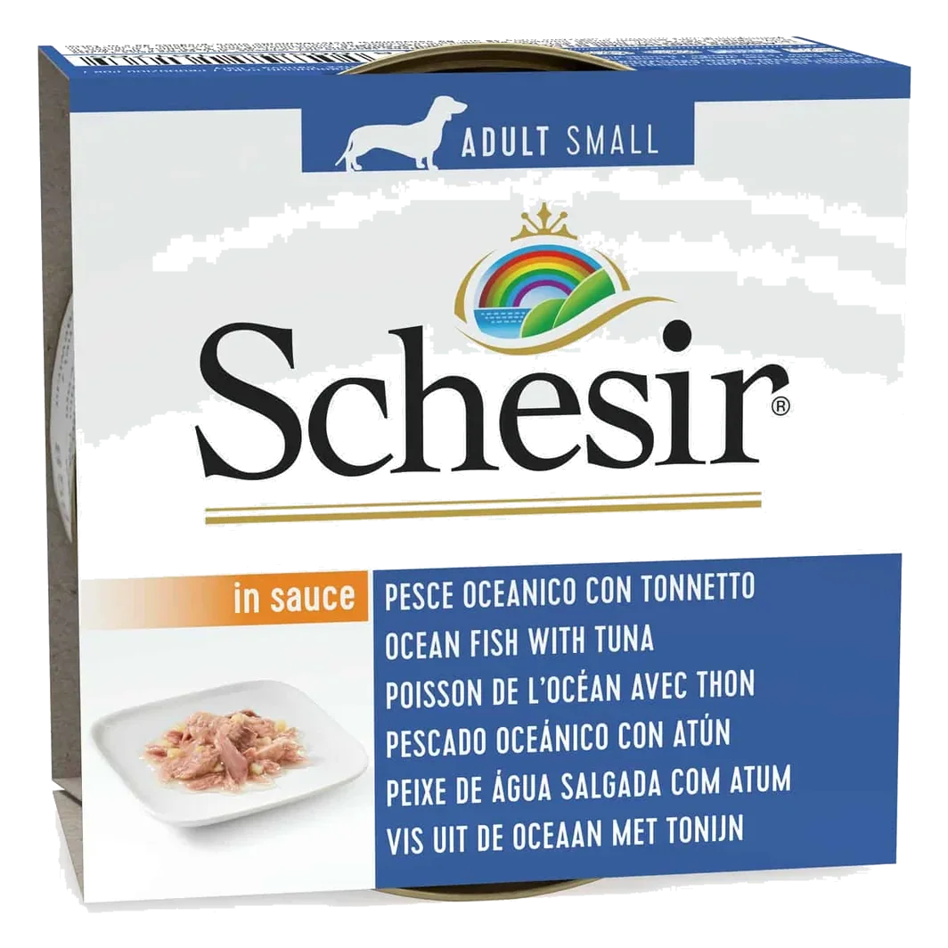 Schesir Nassfutter Hund Makrele und Thunfisch in Soße, 85 g
