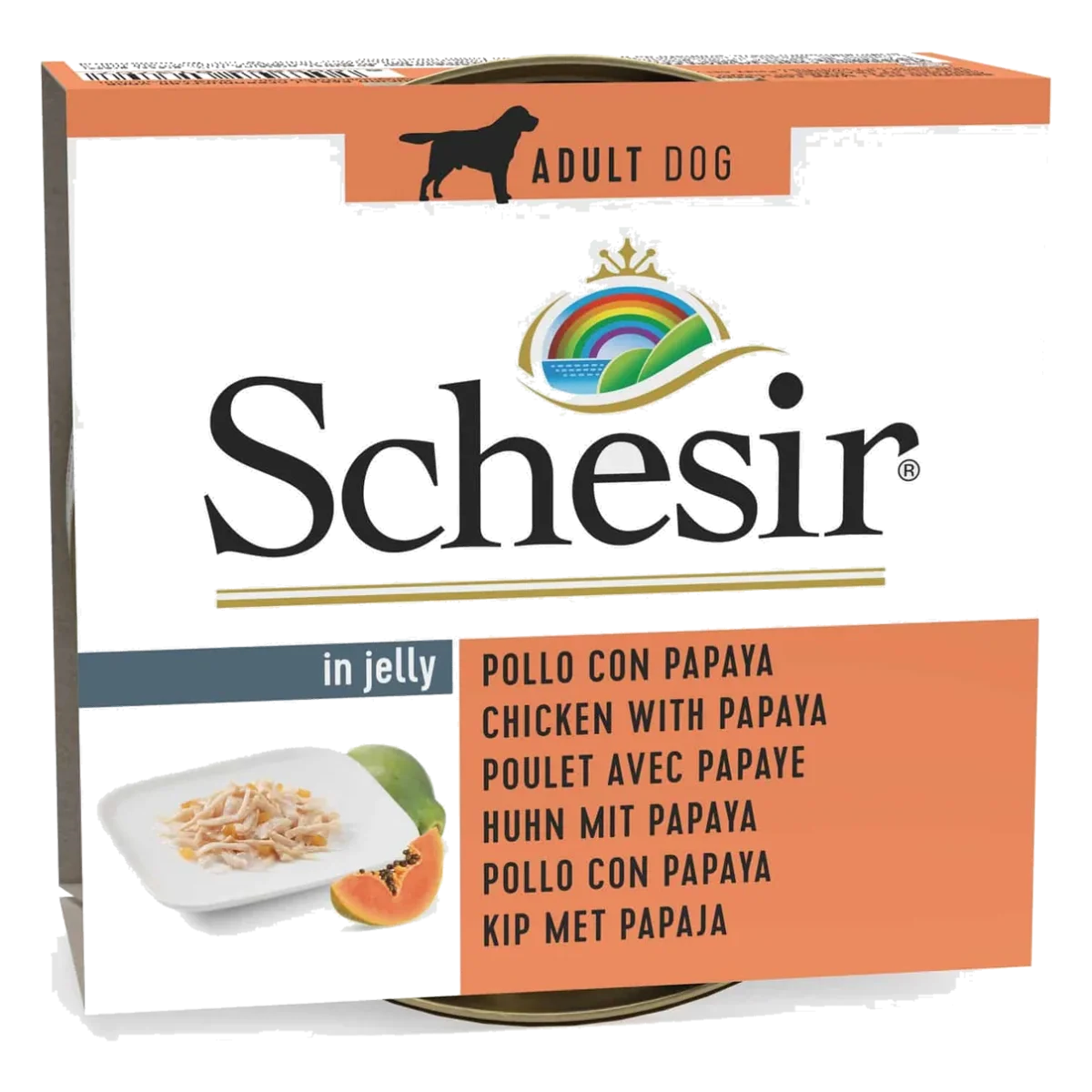 Schesir Nassfutter Hund Huhn mit Papaya in Gelee, 150 g