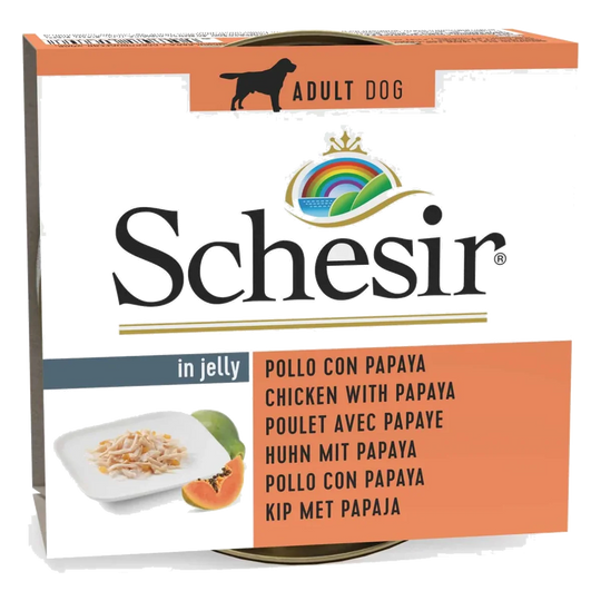 Schesir Nassfutter Hund Huhn mit Papaya in Gelee, 150 g
