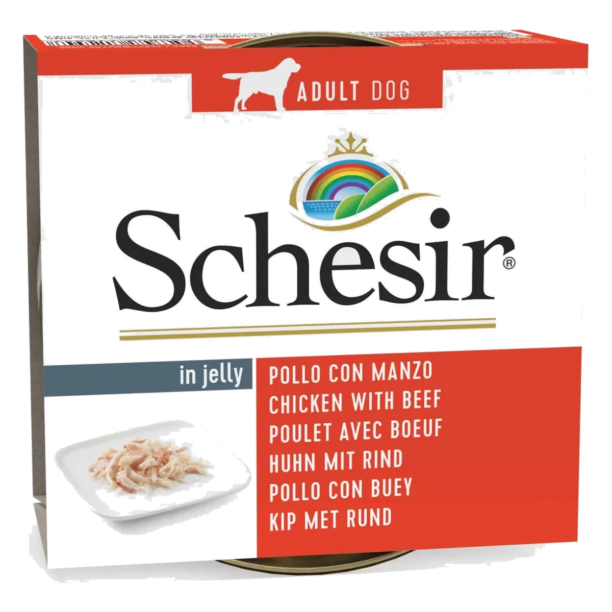 Schesir Nassfutter Hund Huhn mit Rind in Gelee, 150 g