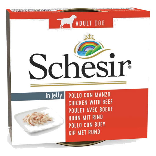 Schesir Nassfutter Hund Huhn mit Rind in Gelee, 150 g