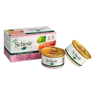 Schesir Nassfutter Hund Huhn und Lamm, 4 × 85 g