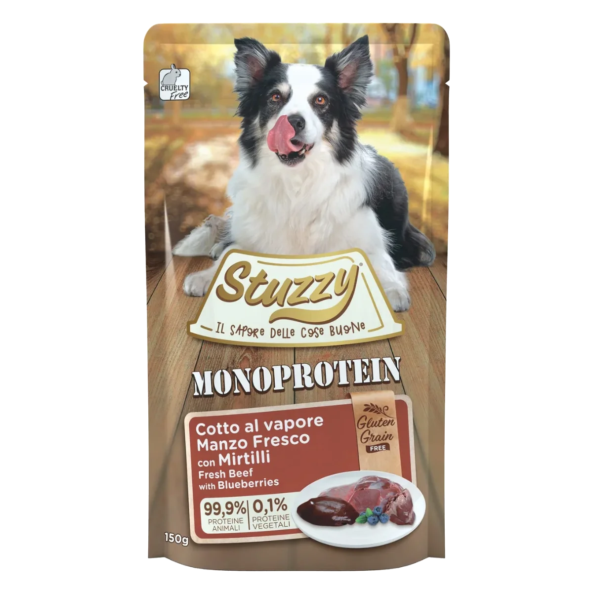 Stuzzy Monoprotein Nassfutter Hund Rind und Heidelbeeren, 150 g