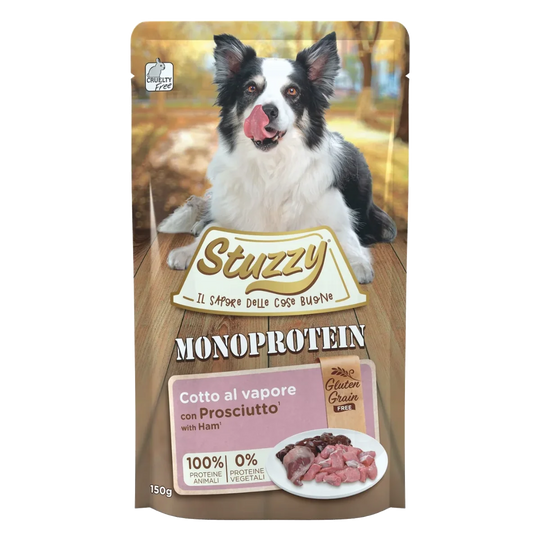 Stuzzy Monoprotein Nassfutter Hund Schwein und Schinken, Beutel 150 g