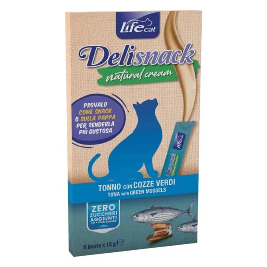Life Cat Cremesnack Thunfisch mit Miesmuscheln, 6 × 15 g