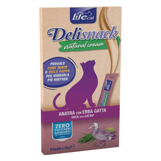 Life Cat Cremesnack Ente mit Katzenminze, 6 × 15 g