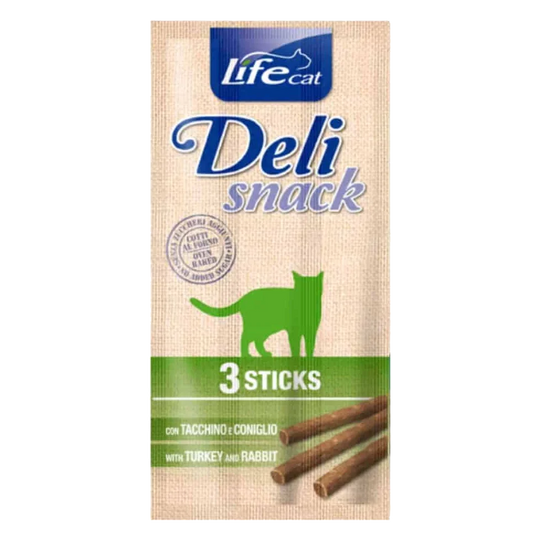 Life Cat Deli Snack Sticks Pute und Kaninchen, 3 × 5 g