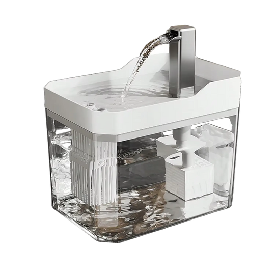 Fuente de agua transparente de 1,5 L con filtro para gatos, USB, blanco - ZONLIDOOG