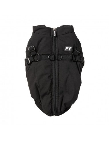Hundejacke mit integriertem Geschirr FuzzYard Flash in Schwarz