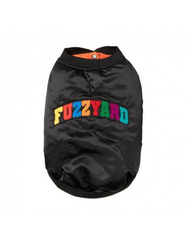 Satin-Bomberjacke für Hunde FuzzYard Frat in Schwarz