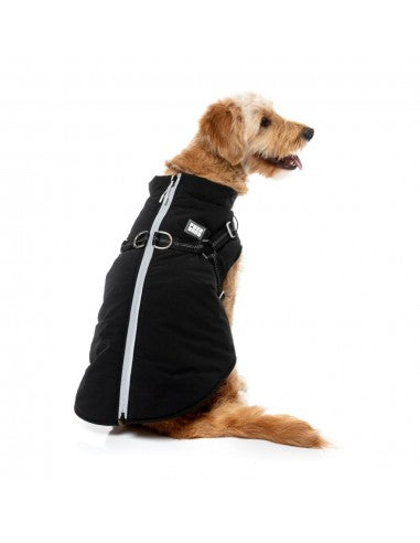Hundejacke mit Geschirr FuzzYard Horizon in Schwarz