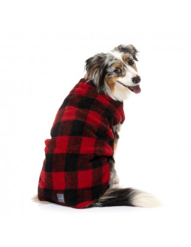 Karierter Hundemantel mit Fleece FuzzYard The Lumberjack Rot-Schwarz