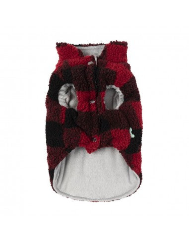 Karierter Hundemantel mit Fleece FuzzYard The Lumberjack Rot-Schwarz