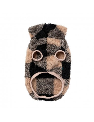 Teddyfleece-Pullover für Hunde FuzzYard Checkered Teddy in Schwarz-Beige