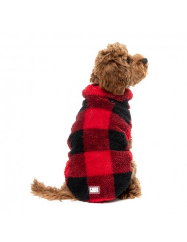 FuzzYard Checkered Teddy Hundepullover in Rot