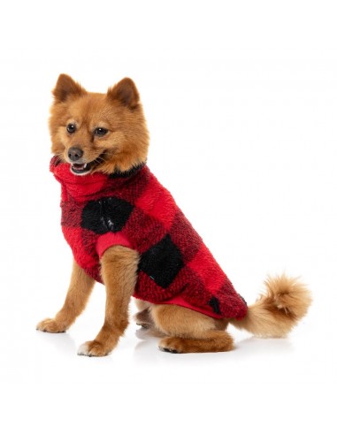 FuzzYard Checkered Teddy Hundepullover in Rot