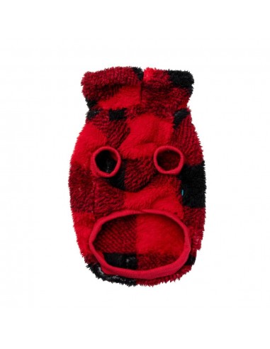 FuzzYard Checkered Teddy Hundepullover in Rot