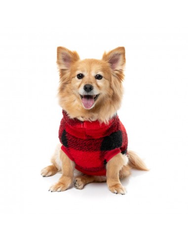 FuzzYard Checkered Teddy Hundepullover in Rot