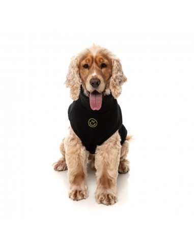 Bestickter Hundepullover FuzzYard Smiley in Schwarz