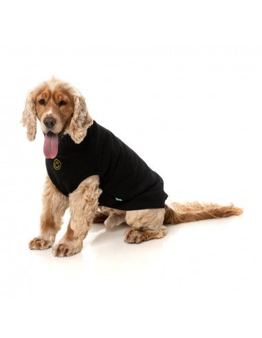 Bestickter Hundepullover FuzzYard Smiley in Schwarz