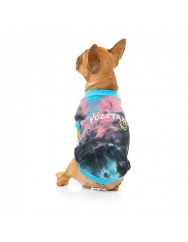 FuzzYard Smiley Tie-rus Hundepullover mit Kapuze, Blau bunt (Größe 1)